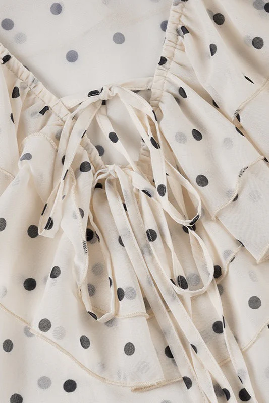 Chiffon Bow Tie Dot Print Bloshope - Image 3
