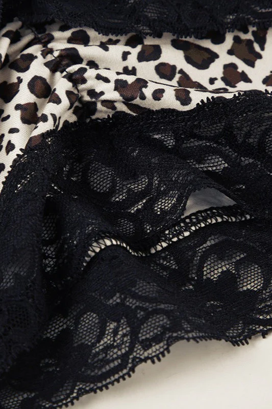 Trendy Asymmetrical Lace Leopard Print Bloshope - Image 4